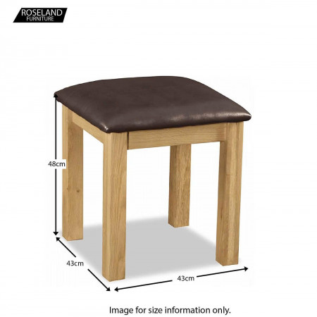 Solid Oak : Ghế Đôn Gỗ Sồi Mặt Nệm - Da Pu Đen
